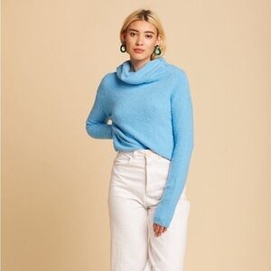 Free People Women's Stormy Cowl Neck Pullover, Size M, Blue